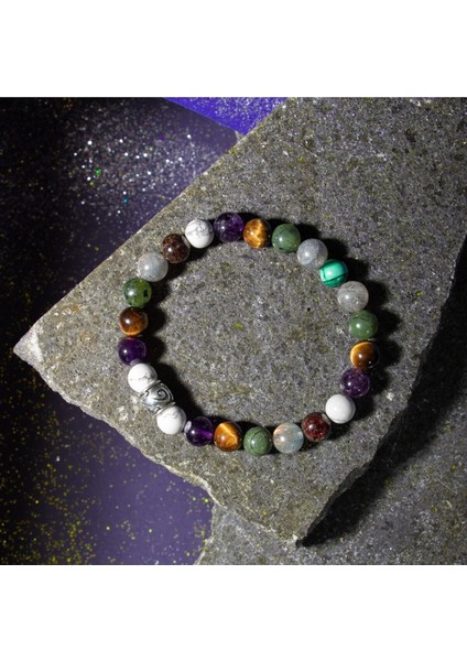 Renkli Doğal Taş 8mm Bileklik, Akrep Burcu Uyumlu, Şık ve Enerjik Takı