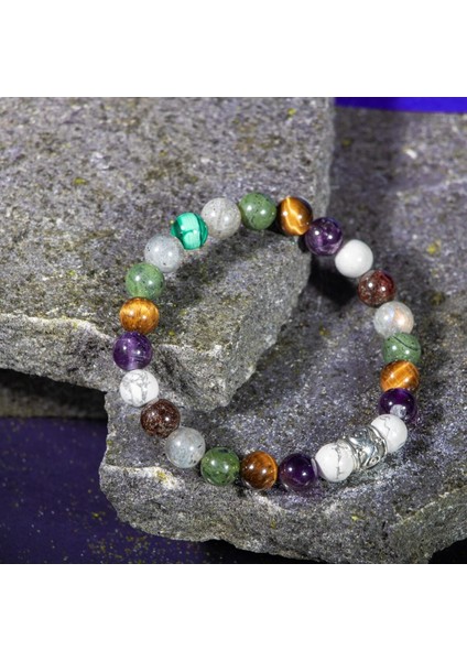 Renkli Doğal Taş 8mm Bileklik, Akrep Burcu Uyumlu, Şık ve Enerjik Takı