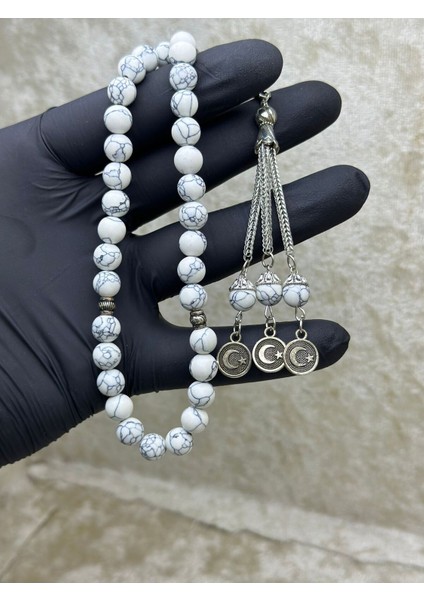 Beyaz Havlit Taşıyla Şık ve Doğal Tesbih, Özel Tasarım