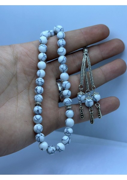 Beyaz Havlit Taşıyla Şık ve Doğal Tesbih, Özel Tasarım fiyatları