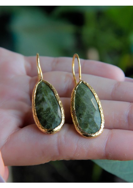 Yeşil Doğal Taşlı Kadın Küpe, Zarif ve Şık Takı Seçeneği modelleri