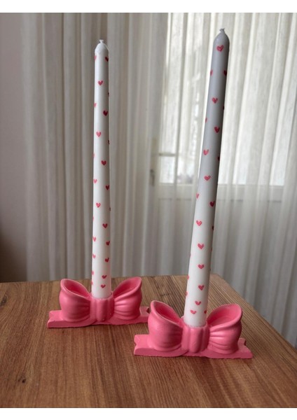 Pembe Fiyonk Şamdanlık, 4'lü Kalpli Doğal Soya Mum, Amber Kokulu, Şık ve Zarif Tasarım modelleri