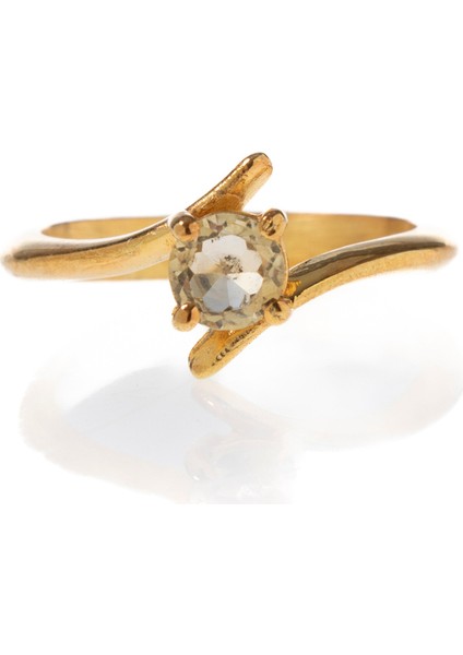 Sitrin Taşlı Gümüş ve Altın Kaplama Zarif Yüzük fiyatları