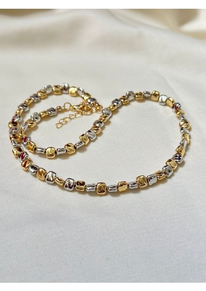 Çift Renk Ezme Model Kolye - Özel Tasarım, Zarif ve Şık Takı