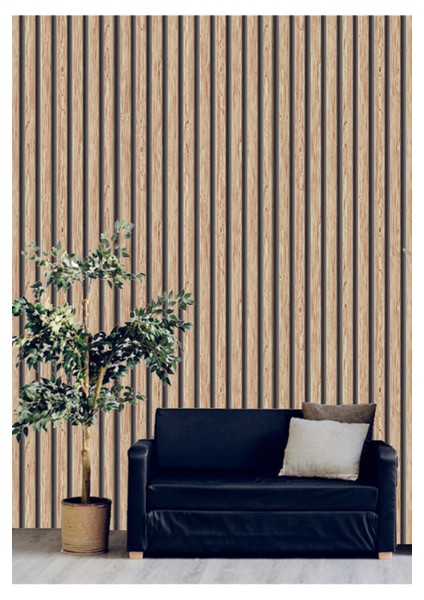 Kahverengi 5.2 M² Silinebilir Çıta Görünümlü Duvar Kağıdı