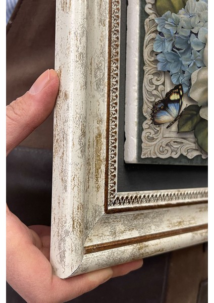 Renkli Taşlı Çerçeveli Tablo, Kelebek ve Çiçek Detaylarıyla Duvar Güzelliği indirimleri