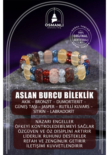 Çok Renkli Doğal Taş Bileklik, Aslan Burcu Uyumlu, Şık ve Enerji Dolu Takı