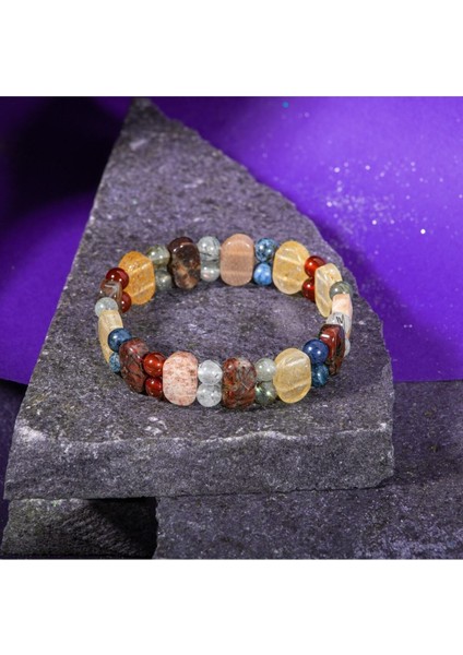 Çok Renkli Doğal Taş Bileklik, Aslan Burcu Uyumlu, Şık ve Enerji Dolu Takı modelleri