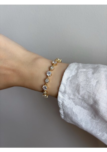 Şık Taşlı Kadın Bileklik 19-20 Cm, Zarif ve Özgün Tasarım.