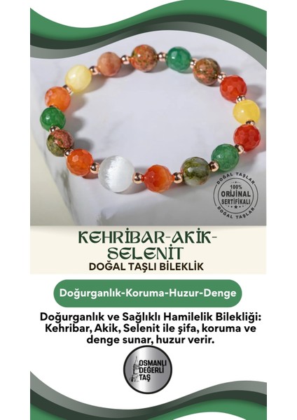 Doğal Taşlı, Sağlıklı ve Şık Hamilelik Bilekliği, Enerjik ve Güzel Hissettirir.