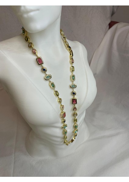 Renkli Taşlı Geometrik Şık Kadın Kolye, Zarif ve Modern Takı Tasarımı modelleri