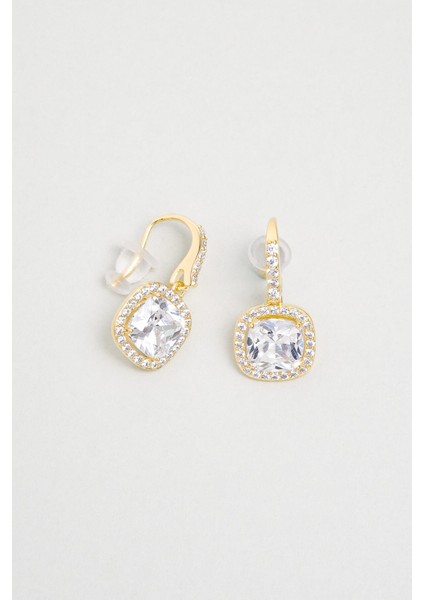 Parlak Sarı Altın Kaplama Gümüş Sallantılı Küpe, Zarif ve Şık Takı Tasarımı