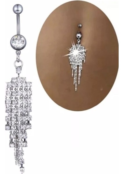 Paslanmaz Çelik Taşlı Göbek Piercing, Sağlıklı ve Şık Takı Parçası