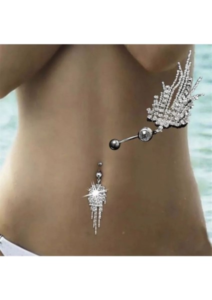 Paslanmaz Çelik Taşlı Göbek Piercing, Sağlıklı ve Şık Takı Parçası fiyatları