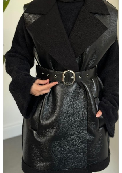 Amarila Deri Görünümlü Yelek Siyah fırsatları