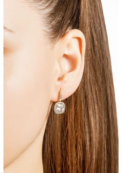 Parlak Sarı Altın Kaplama Gümüş Sallantılı Küpe, Zarif ve Şık Takı Tasarımı fırsatları