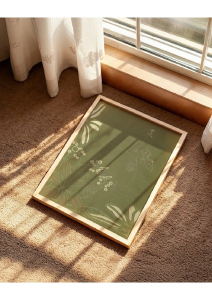 Doğal Yeşil Uyum Tablosu, Ahşap Çerçeve, Sıcak ve Şık Dekorasyon Parçası fiyatları