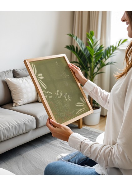 Doğal Yeşil Uyum Tablosu, Ahşap Çerçeve, Sıcak ve Şık Dekorasyon Parçası modelleri
