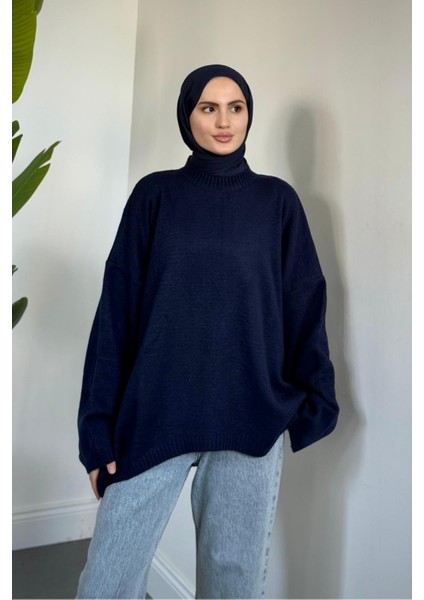 Sezin Ön Oval Kol Salaş Tunik Lacivert