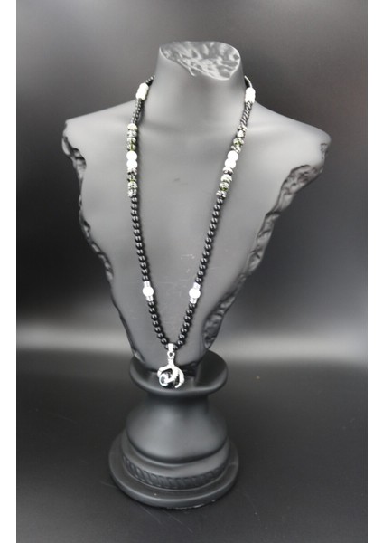 El Yapımı Siyah Akik Kolye, Kartal Pençesi Tasarımı, Doğal Taş, Şık ve Özgün Aksesuar fiyatları