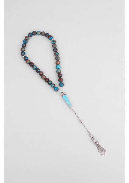 Gümüş Tesbih, Taşlı, Rodyum Kaplama, 27 Cm, Zarif ve Şık Tasarım