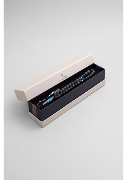 Gümüş Tesbih, Taşlı, Rodyum Kaplama, 27 Cm, Zarif ve Şık Tasarım indirimleri