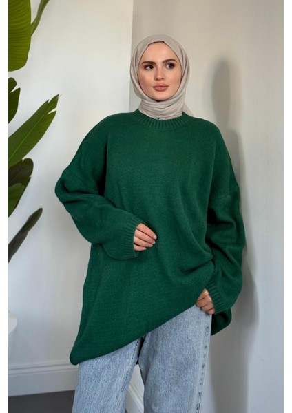 Sezin Ön Oval Kol Salaş Tunik Yeşil