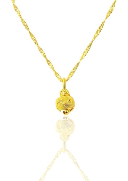 Gümüş ve Yaldızlı Kazaziye Top Kolye ile Şık Zincir Seti SGTL9573