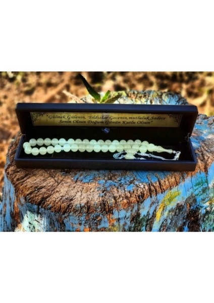 Beyaz Gümüş Püskül Ucu Kedi Gözü Tesbih 925 Ayar