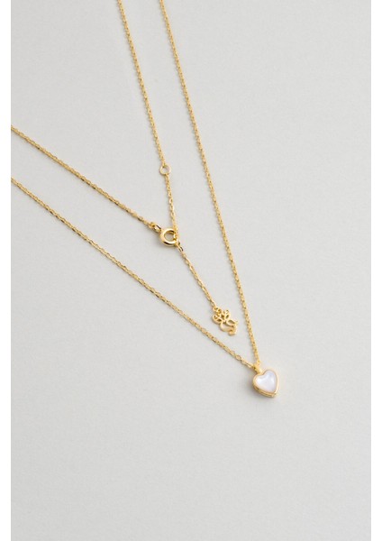 Büyülü Kalp 18 Ayar Sarı Altın Kaplama 44 cm Gümüş Minimal Kolye