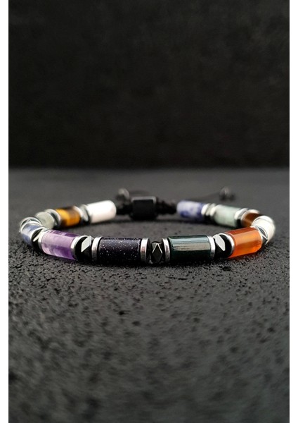 Renkli Doğal Taş Bileklik Seti, Kaplangözü, Ametist, Akik, Jasper, Yıldız Taşı, Havlit fiyatları