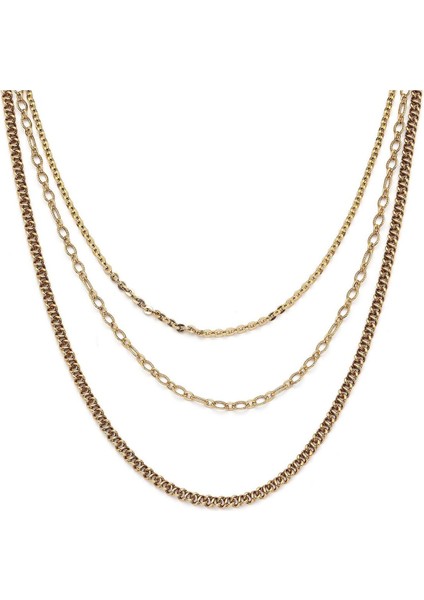 Şık Altın Kaplama Zincir Kolye, Zarif ve Parlak Takı Seçeneği