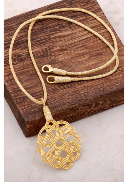 Elde Sarması Kazaziye Kolye, Altın Yaldızlı, Zarif ve Şık Takı Tasarımı