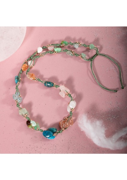 Renkli Terazi Burcu Kolye, Akuamarin ve Ay Taşı Detaylı, Şık Tasarım modelleri