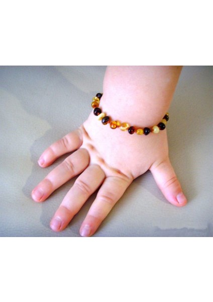 Renkli Kehribar Bebek Diş Bilekliği, Şık ve Doğal Tasarım, Güvenli Kullanım Sağlar