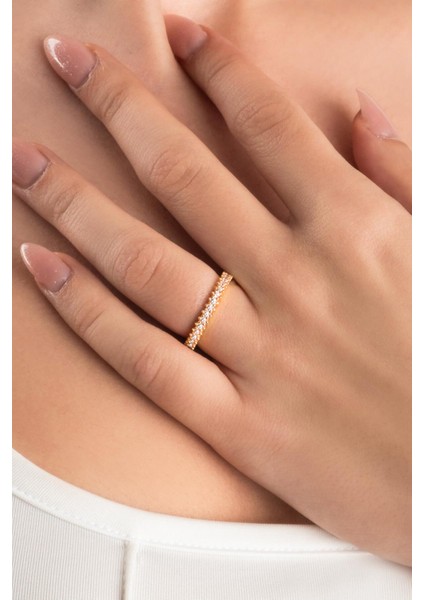 Pembe Taşlı 18 Ayar Rose Altın Kaplama Gümüş Tamtur Yüzük fiyatları