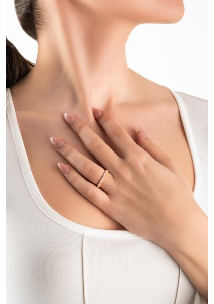 Pembe Taşlı 18 Ayar Rose Altın Kaplama Gümüş Tamtur Yüzük fırsatları