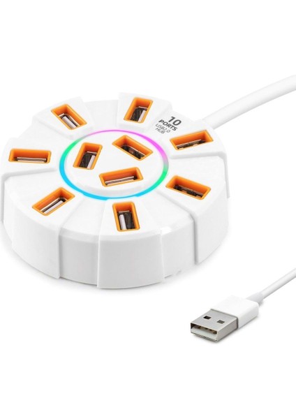 USB Hub 10*usb 1.2m Beyaz HDX7034