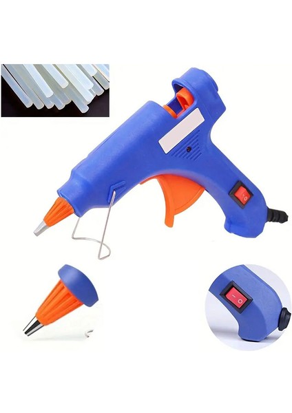 Sıcak Silikon Tabancası 20W On/off Tuşlu + 6 Adet Tam Boy Ince Slikon Hediyeli