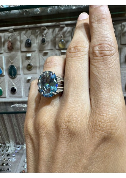 Gümüş Yüzük, Büyük Taşlı, Sentetik Aleksandrit, 925 Ayar, Şık ve Zarif Tasarım fiyatları