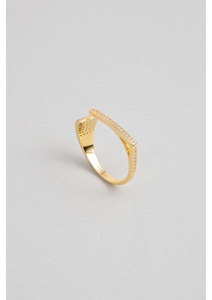 Minimal Beyaz Taşlı Ayarlanabilir Sarı Altın Kaplama Gümüş Yüzük fiyatları