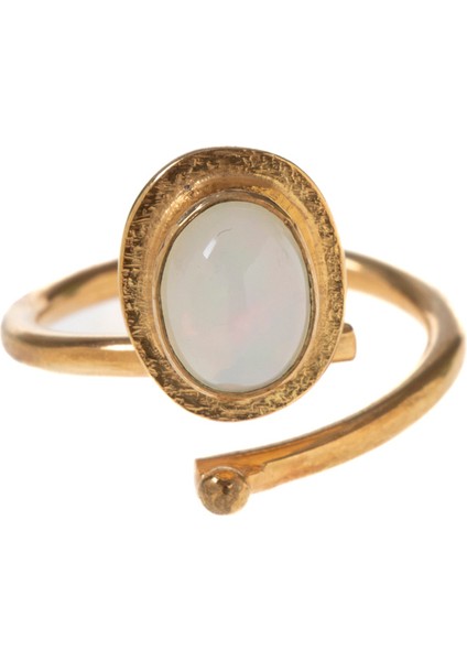 Doğal Ay Taşı Gümüş Yüzük, 925 Ayar, Altın Kaplama, Şık Takı fırsatları