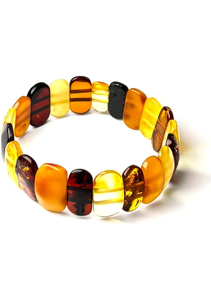 Kahverengi Süt Bal Model Damla Kehribar Bileklik, Esnek ve Sertifikalı