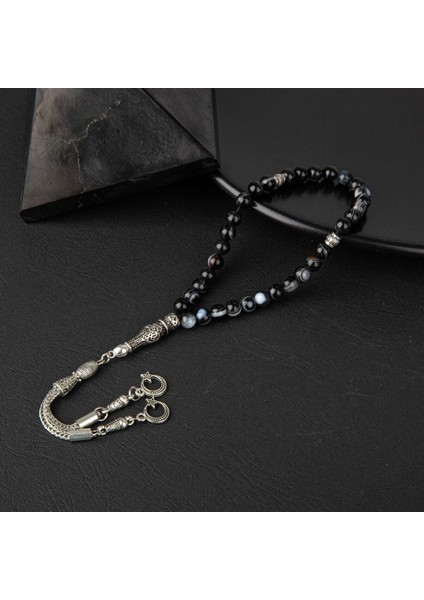 Siyah Göz Akik Doğal Taş Tesbih 33'lü, 6mm, Şık ve Doğal Tasarım modelleri