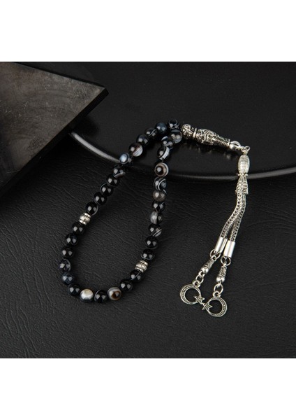 Siyah Göz Akik Doğal Taş Tesbih 33'lü, 6mm, Şık ve Doğal Tasarım fırsatları