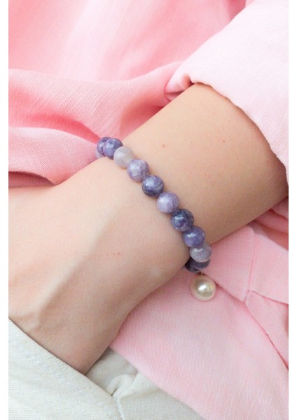Mor Doğal Taş Bileklik, Çakra Dengeleyici ve Burç Uyumu ile Şık Tasarım