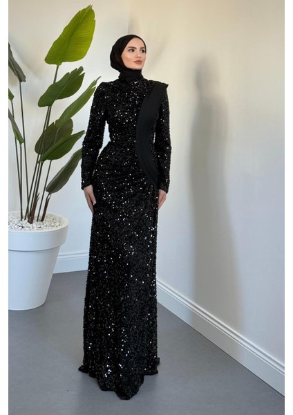 Felina Önden Drape Balık Abiye Siyah fiyatları