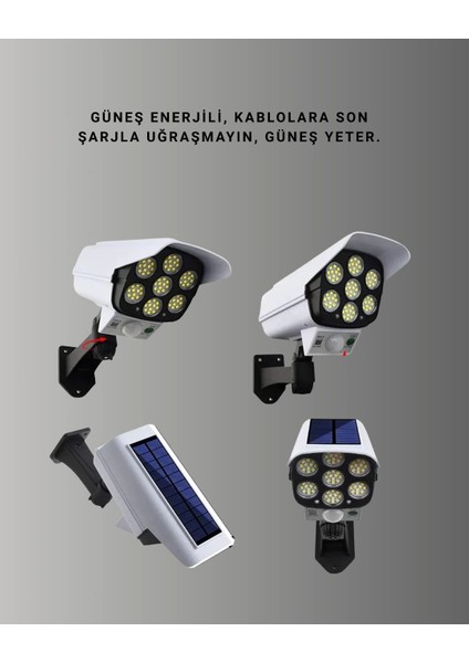 Pvc+Pc Malzemeli, 2'si 1 Arada Güvenlik Lambası – Ayarlanabilir Başlık ve Panel Açısı modelleri