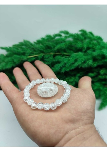 8mm Doğal Taş Bileklik, Dağ Kristali, Tumble Taşı, Sertifikalı, Hediye, Beyaz fırsatları