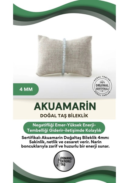 Sertifikalı Akuamarin Doğaltaş Bileklik 4mm, Zarif ve Şık Takı Parçası